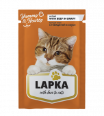Консервированный корм для кошек Lapka с говядиной в соусе, 85г
