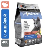 Сухой корм для кошек Probalance Light, контроль веса, с индейкой, 400г