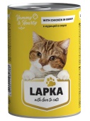 Консервированный корм для кошек Lapka с курицей в соусе, 415г