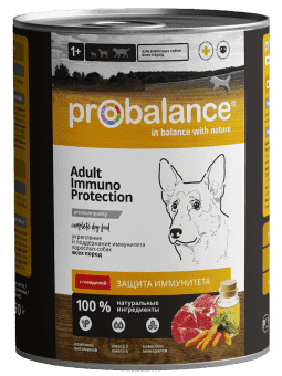 Консервированный корм для собак Probalance Immuno, защита иммунитета, с говядиной, 850г х 12шт.