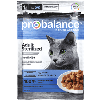 Консервированный корм для стерилизованных кошек и кастрированных котов Probalance Sterilized, 85г