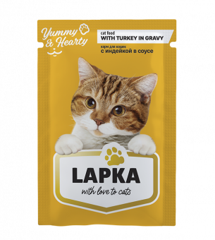 Консервированный корм для кошек Lapka с индейкой в соусе, 85г
