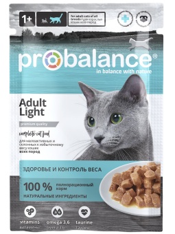 Консервированный корм для кошек Probalance Light, контроль веса, 85г