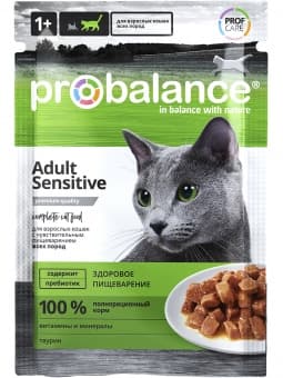Консервированный корм для кошек Probalance Sensitive, чувствительное пищеварение, 85г х 25шт.
