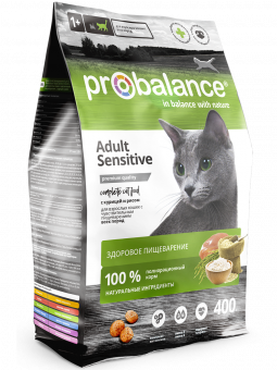 Сухой корм для кошек Probalance Sensitive, чувствительное пищеварение, 400г